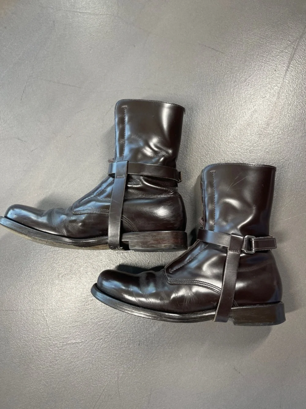 JIL SANDER Mens Brown Smooth Leather Mid-Calf Lace Up Harness Belt Boots Size 7